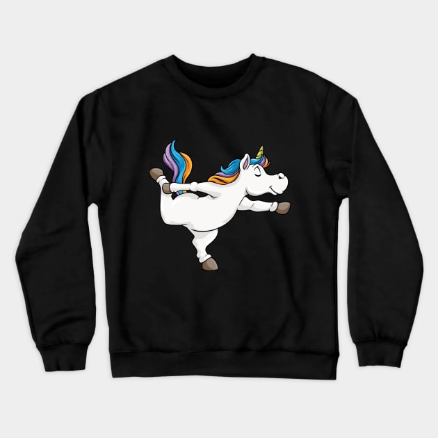 Unicorn at yoga Crewneck Sweatshirt by Markus Schnabel